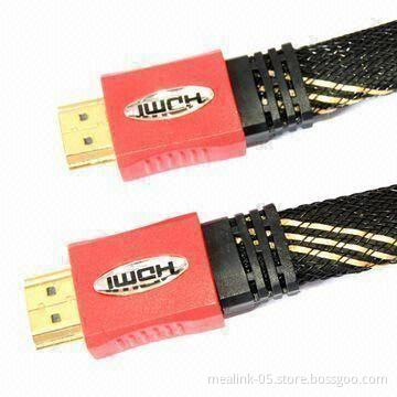 HDMI 1.4 Flat Cables, Color Molding Head, with Epoxy Plate, 24K Gold-plated Connector